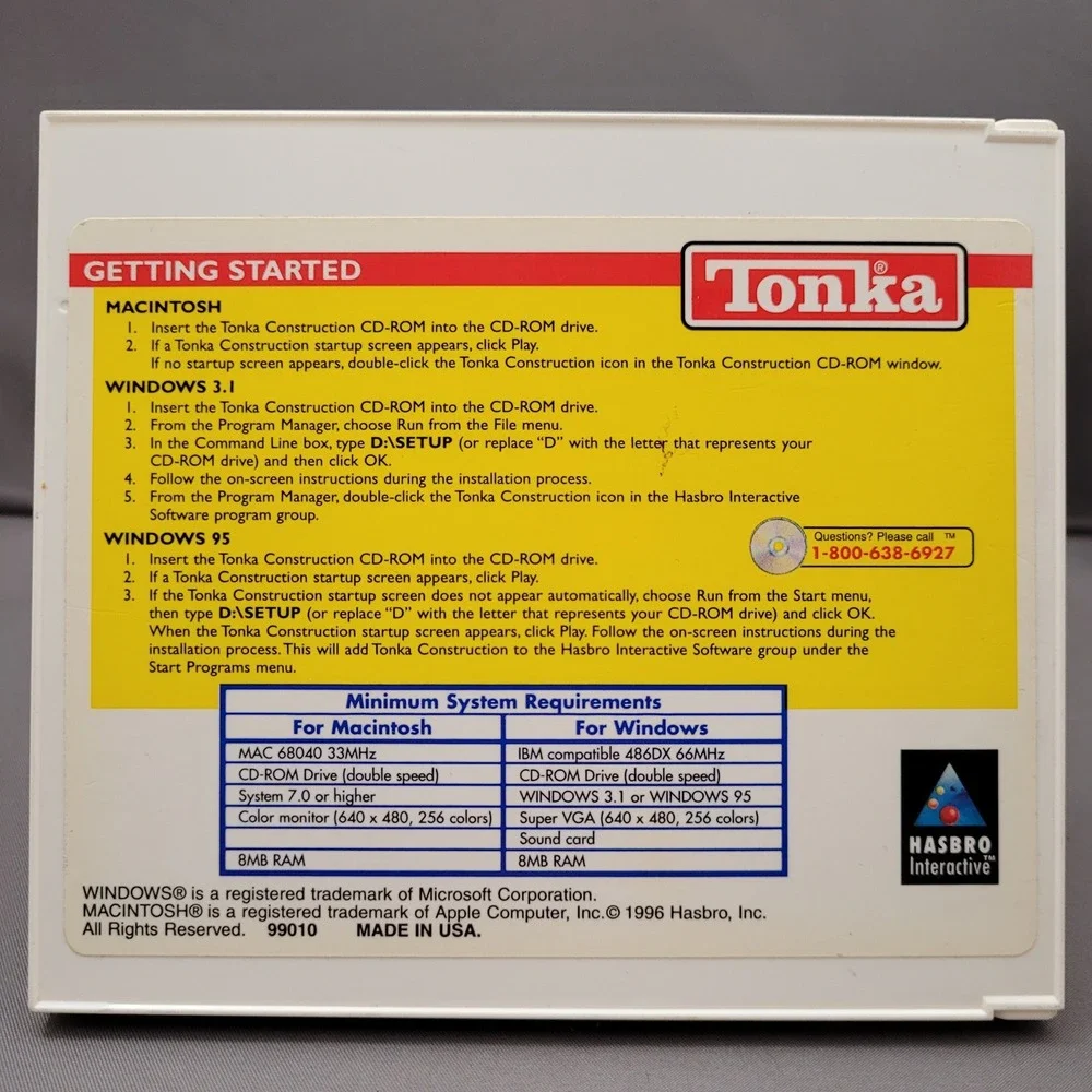 Tonka Construction by Hasbro Interactive (PC CD-ROM, 1996)